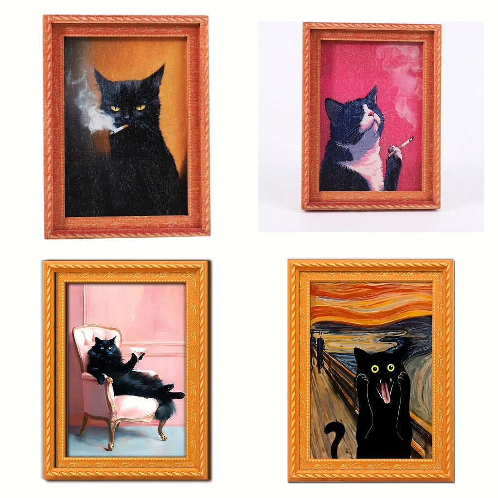 Handgeschilderde Vintage Kat Magneten