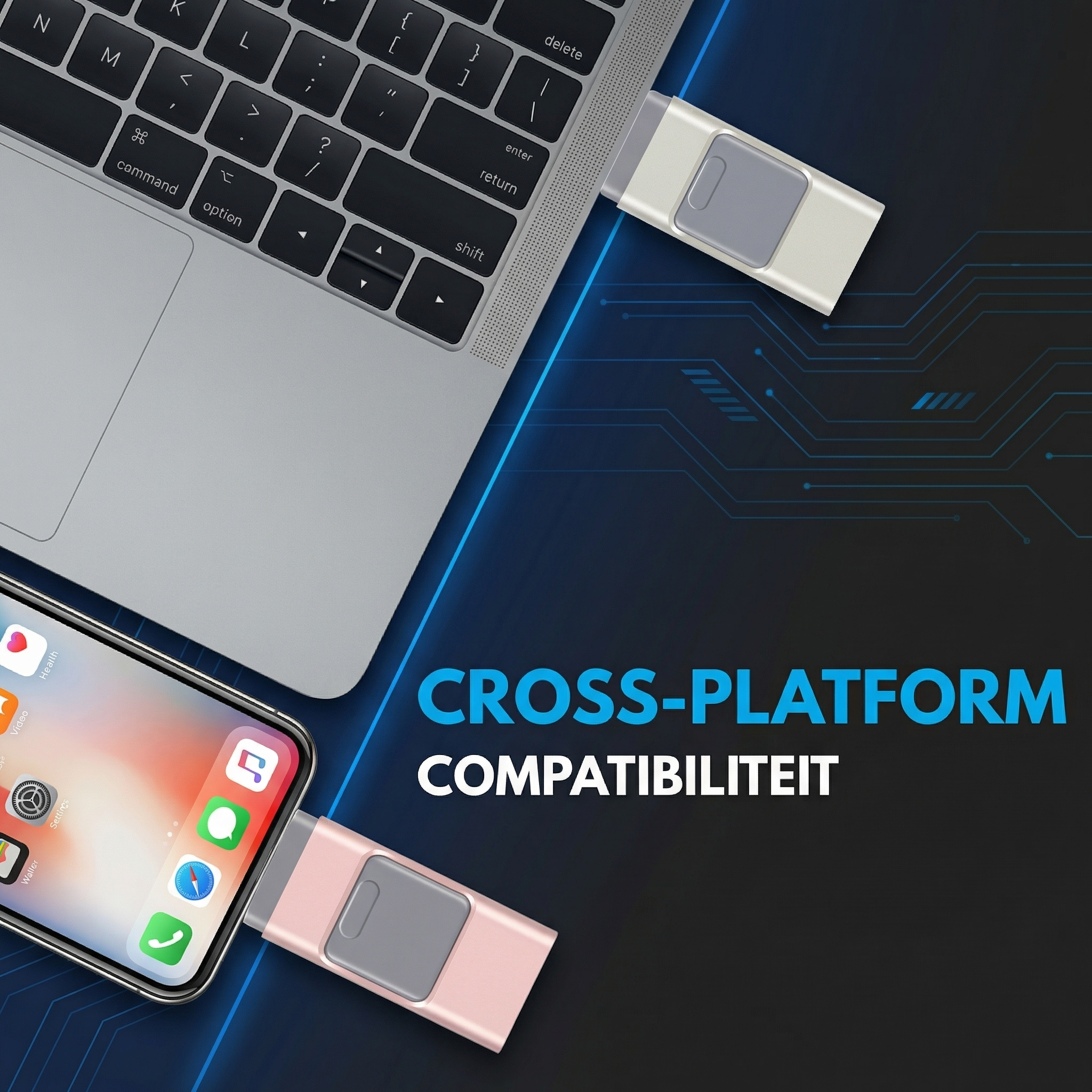 FlashVault™ 4-in-1 USB-opslag voor iPhone, iPad, Android & pc